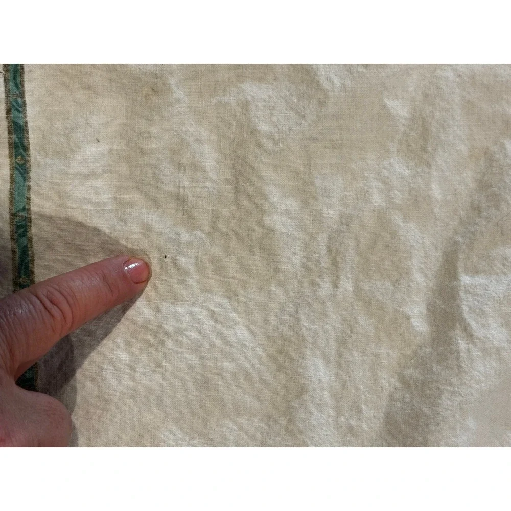 Vintage Christian Dior Tablecloth‎ 60x96 White Green Rectangular Cotton France